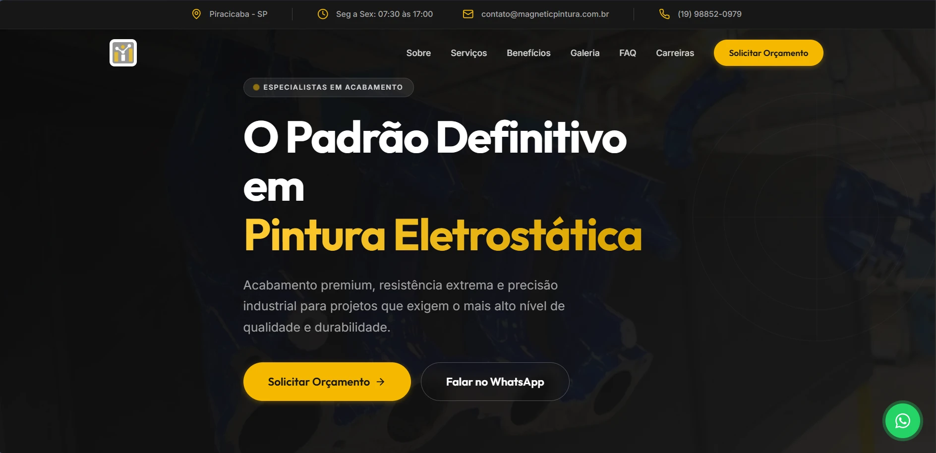 Magnetic Pintura — dark institutional website for industrial painting company